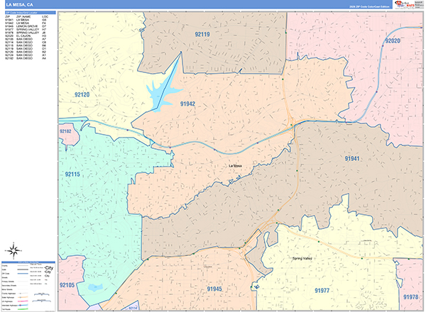 La Mesa Map Color Cast Style